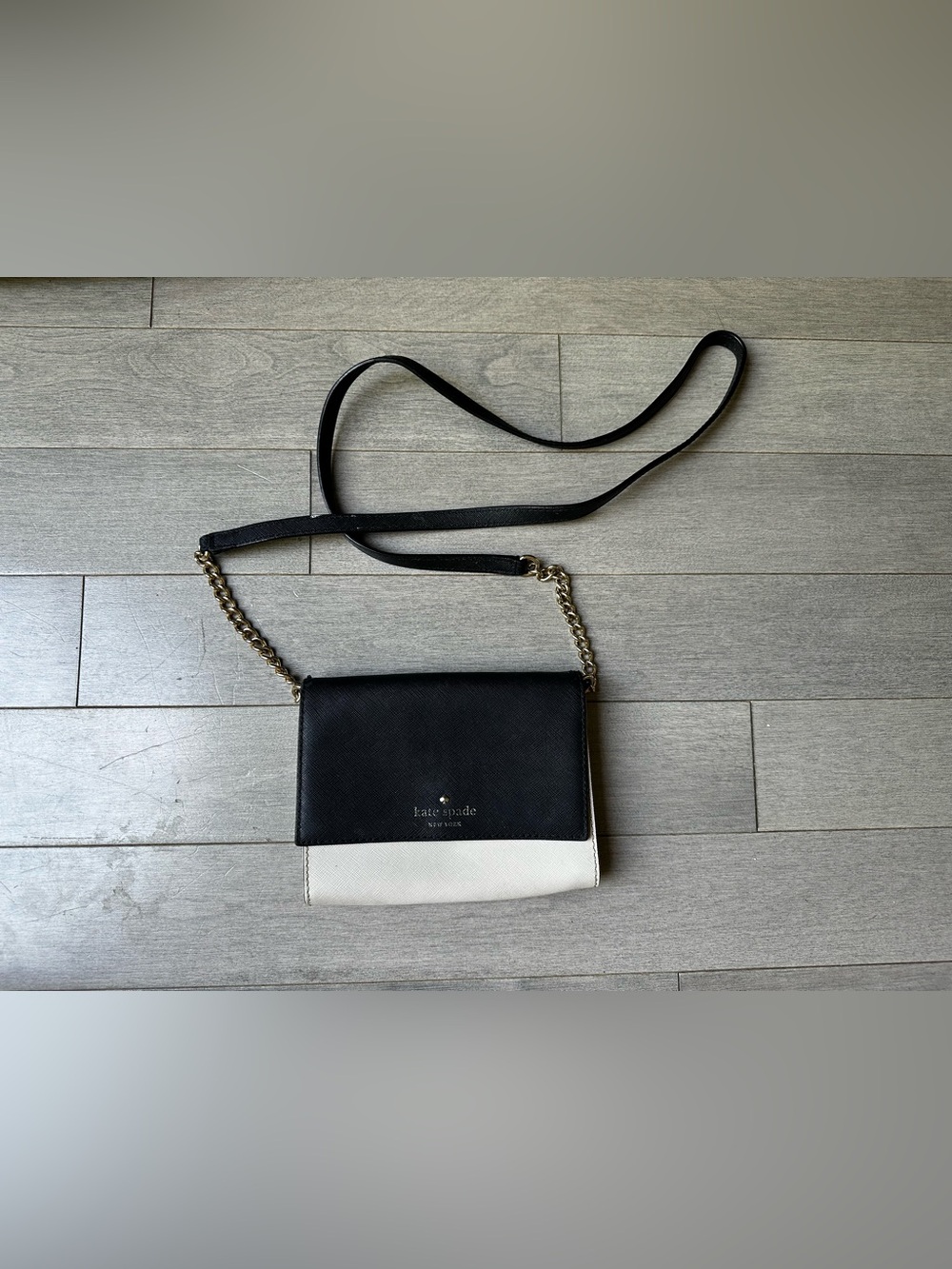Women’s Kate Spade New York Black And Cream Saffiano Leather Crossbody Purse Bag